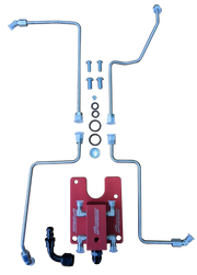 99.5-03 7.3L CNC Fabrication 4-Line Feed Valley Mount Bowl Delete Kit Red