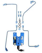 94.5-98.5 7.3L CNC Fabrication Valley Mount Fuel Line Kit For Stock Turbo Blue