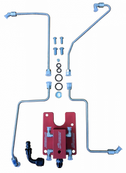 94.5-98.5 7.3L CNC Fabrication Valley Mount Fuel Line Kit For Stock Turbo Red