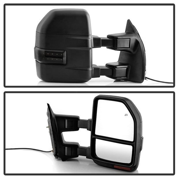 xTune 99-07 Ford SuperDuty Heated LED Telescoping Pwr Mirrors-Smk (Pair) (MIR-FDSD99S-G4-PW-RSM-SET)