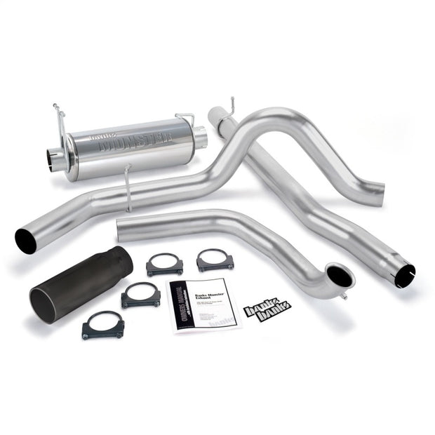 Banks Power 99 Ford 7.3L Truck w/Cat Conv Monster Exhaust System - SS Single Exhaust w/ Black Tip