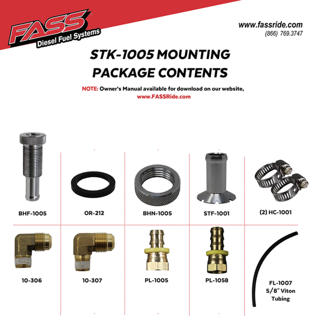 FASS Fuel Systems Diesel Fuel Bulkhead & Viton Suction Tube Kit (Complete Kit - In Fuel Module)