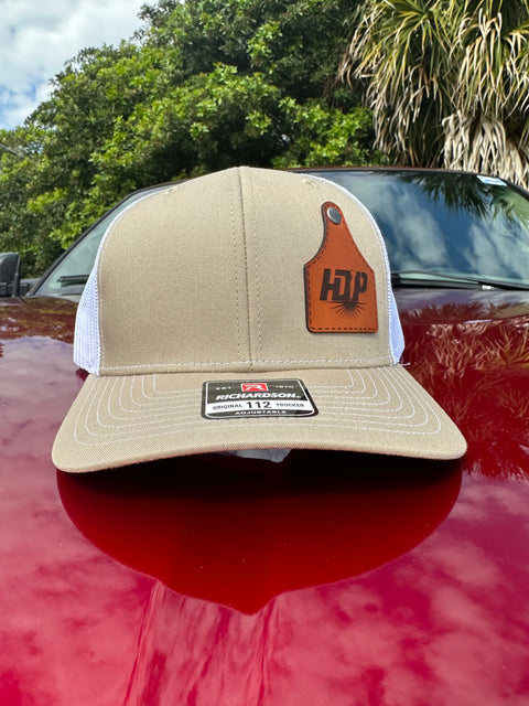 HDP Cow Tag Leather Patch Hat - Tan
