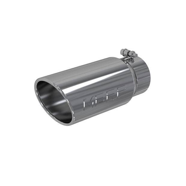 Exhaust Tail Pipe Tip 5 Inch O.D. Angled Rolled End 4 Inch Inlet 12 Inch Length T304 Stainless Steel MBRP