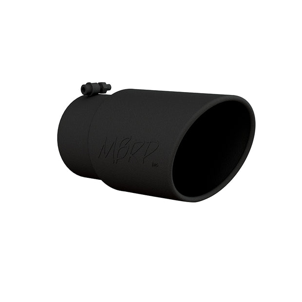 Exhaust Tip 6 Inch O.D. Angled Rolled End 5 Inch Inlet 12 Inch Length Black Coated MBRP