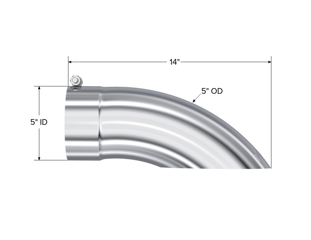 Exhaust Tail Pipe Tip 5 Inch O.D. Turn Down 5 Inch Inlet 14 Inch Length T304 Stainless Steel MBRP