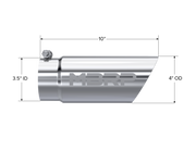 Exhaust Tip 4 Inch O.D. Dual Wall Angled 3 1/2 Inch Inlet 10 Inch Length T304 Stainless Steel MBRP