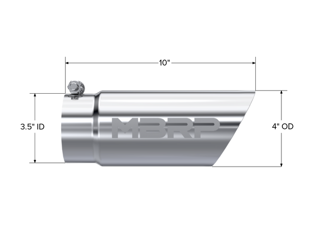 Exhaust Tip 4 Inch O.D. Dual Wall Angled 3 1/2 Inch Inlet 10 Inch Length T304 Stainless Steel MBRP