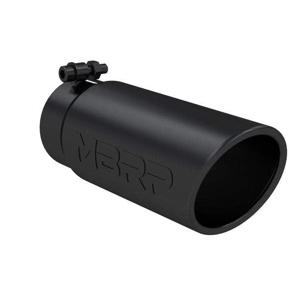 Black Coated Tip, 4 Inch OD Angled Roll End End, 3.5 Inch Inlet, 10 Inch Length, MBRP