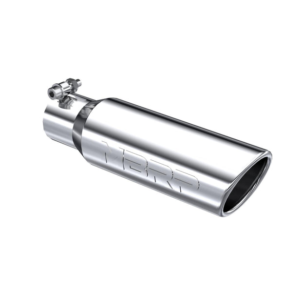 Exhaust Tip 3 1/2 Inch O.D. Angled Rolled End 2 1/2 Inch Inlet 12 Inch Length T304 Stainless Steel MBRP