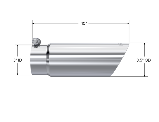 Exhaust Tip 3 1/2 Inch O.D. Dual Wall Angled End 3 Inch Inlet 10 Inch Length T304 Stainless Steel MBRP