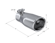 Exhaust Tip 3.75 Inch O.D. Oval 2.5 Inch Inlet 7 Inch Length T304 Stainless Steel MBRP