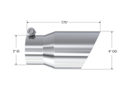 Exhaust Tip 4 Inch O.D. Dual Wall Angled Rolled End Fits Aluminized Steel 3 Inch Systems MBRP