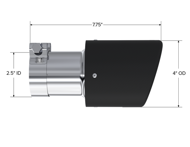 Exhaust Tip 4 Inch O.D. Dual Wall Angled 2.5 Inch Inlet 7.7 Inch Length Carbon Fiber MBRP