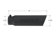 MBRP Armor BLK Tip 5 Inch OD Angled Rolled End, 4 Inch inlet, 18 Inch length