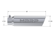 MBRP Exhaust Tip, T304 5 Inch  OD Angled Rolled End, 4 Inch Inlet 18 Inch length