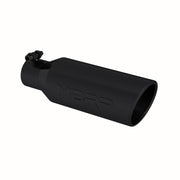 4 Inch OD 2.5 Inch Inlet 12 Inch Length Exhaust Tail Pipe Tip Angled Cut Rolled End Clampless-No Weld Black Coated MBRP