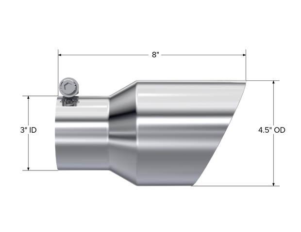 Exhaust Tip 4.5 Inch O.D. Dual Wall Angled 3 Inch Inlet 7.7 Inch Length T304 Stainless Steel MBRP