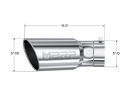 2015-UP Chevrolet/ GMC 2500/ 3500 Duramax Exhaust Tip 6 Inch O.D. Angled Rolled End 5 Inch Inlet 15 1/2 Inch Length 30 Degree Bend T304 Stainless Steel MBRP