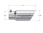 Exhaust Tip 4 Inch O.D. Dual Wall Angled 3 Inch Inlet 10 Inch Length T304 Stainless Steel MBRP